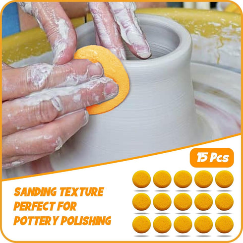 15Pcs Pottery Sponges for Clay, Clay Sponge 3inch, Craft Sponge for Cleaning Sponge Horse Bridle, Round Sponge, Clay sponges for Pottery, for Kitc...