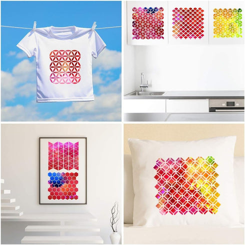 12 Inch Sacred Geometry Stencils, Honeycomb Pattern Large Art Stencil Templates for Wall Floor Wood Painting - Hexagon, Fish Scale, Seed of Life, ...