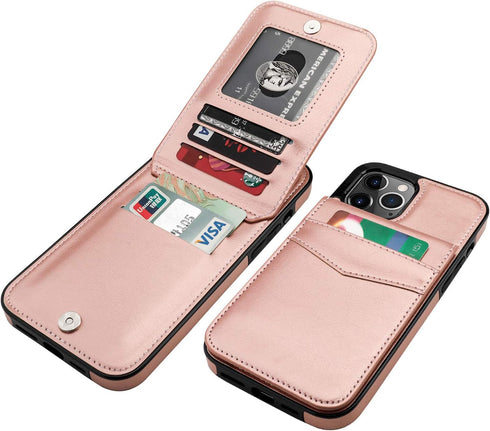 KIHUWEY Compatible with iPhone 12 Pro Max Case Wallet with Credit Card Holder, Premium Leather Magnetic Clasp Kickstand Heavy Duty Protective Cove...