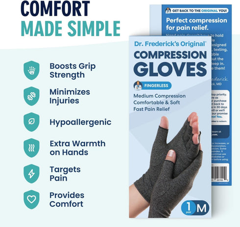 Dr. Frederick's Original Arthritis Compression Gloves for Women & Men - Ideal for Arthritis Hand Pain Relief, Carpal Tunnel, Reynaud’s & Poor Circ...