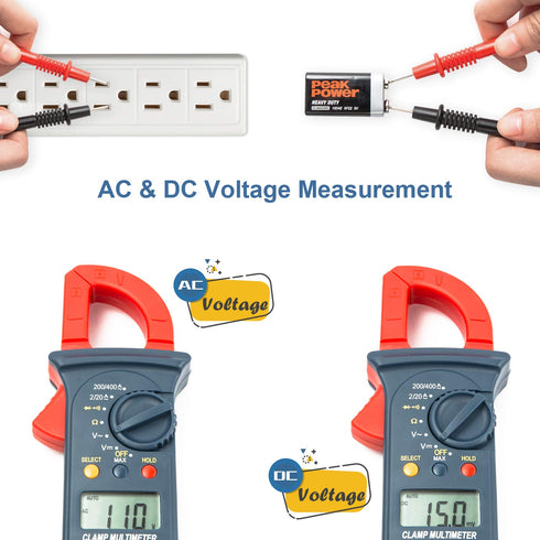 AstroAI Digital Clamp Meter 2000 Counts, Multimeter Amp Meter with Auto Ranging; Measures Voltage Tester, AC Current, Resistance, Continuity; Test...