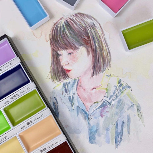 Kuretake GANSAI TAMBI 12 Colors Set II, Watercolor Paint Set,Professional-quality for artists and crafters, AP-Certified, for adult, Made in Japan...