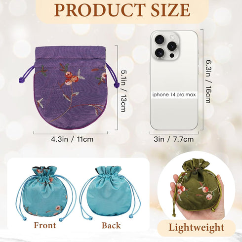 kilofly 12 Silk Coin Purse Drawstring Floral Embroidered Jewelry Bag Gift Pouch...