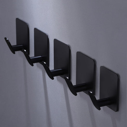 DELITON 8 Pack Adhesive Towel Hooks - Bathroom Towel Hooks/Wall Hooks for Hanging Coat Robe Stick on Bathroom or Kitchen Matte Black Stainless Ste...