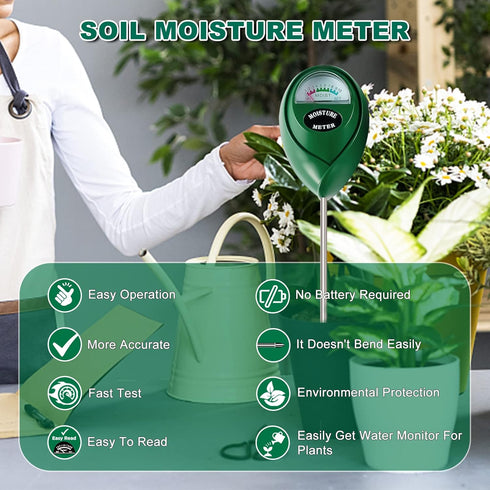 SZHLUX Moisture Meter Water Monitor Soil Hygrometer Sensor Care, Lawn, Farm, Indoor & Outdoor. (Plant Gifts for Gardeners), 10.23inch, Green...