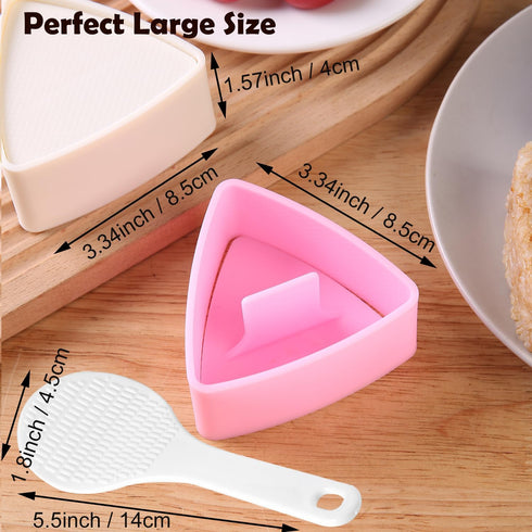 Onigiri Mold Triangle, 2 Pack Rice Ball Mold Sushi Makers, Japanese Rice Cooker for Kids Bento...