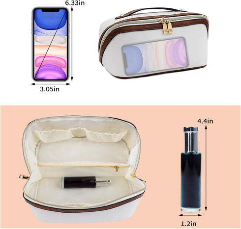 Stylish Makeup Bag Organizer Travel Case for Women Cosmetic Bag for Toiletries and Makeup Waterproof Leather Cosmetic Bag Perfect Fit Home or on t...