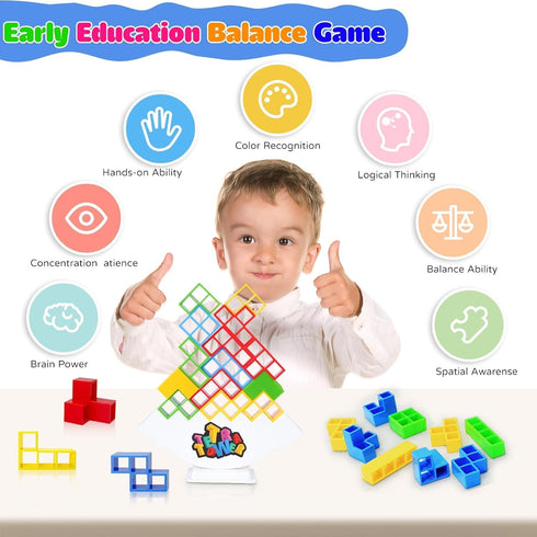 48PCS Tetra Tower Games - Exciting Stacking Board Game for Team Building, Family Parties, and Travel...