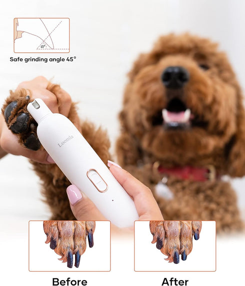 Loomla Dog Nail Grinder Upgraded - Professional 2 Speed Dog Nail Trimmers with Low Noise, USB Rechargeable Pet Nail Grinder, Paws Grooming and Smo...