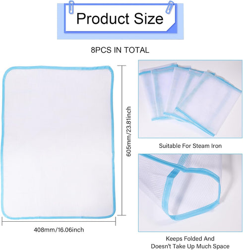 CHGCRAFT 8PCS Protective Ironing Pressing Pad Protective Ironing Net Pressing Pad Pressing Cloth Ironing Cloth Mesh Fabric Iron Pressing Cloth Iro...