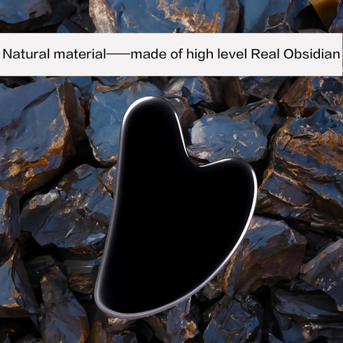 Gua Sha Facial Tools, Obsidian Guasha Tool for Face & Eye Gua Sha Stone for Puffiness Reducing & Jawline Sculpting Face Stone Gua Sha Tools for Sk...