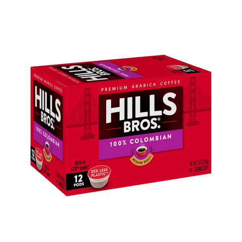 Hills Bros Single Serve Coffee Pods, 100% Colombian Ground Coffee, Medium Roast, 12 Count – Keurig Compatible, Roasted 100% Arabica Beans, Smooth ...