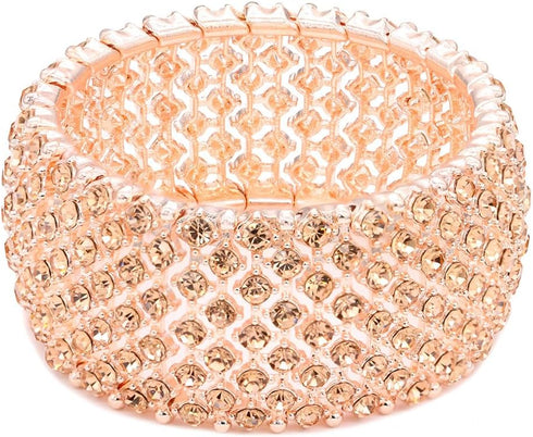 Lavencious Tennis Rhinestone Stretch Bridal Bracelets Evening Party Jewelry For Women Stretch Bracelets...