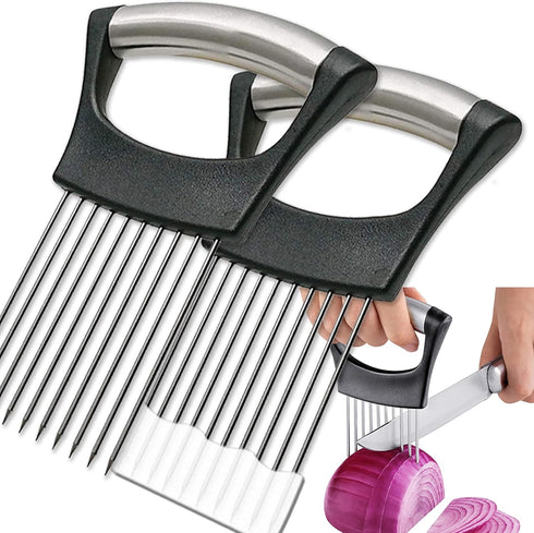 ESINAM Onion Slicer Holder, Premium Vegetable Slicer Cutter for Potato and Tomato, Sharp Stainless Steel Food Slicer Assistant Tool for Slicing Fr...