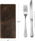 Set of 2 Rectangular Cutlery Sleeves, Utensils Place Setting, Silverware Holder, Flatware, Full Grain Leather, Handmade, Bourbon Brown...