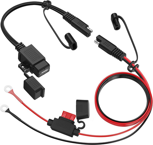 MICTUNING SAE to USB Cable Adapter Waterproof USB Charger Quick 2.1A Port with Inline Fuse for Motorcycle Cellphone Tablet GPS and More......