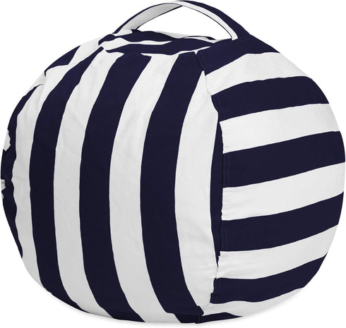 Posh Stuffable Kids Stuffed Animal Storage Bean Bag Chair Cover - Childrens Toy Organizer, Medium 27" - Canvas Stripes Blue and White...