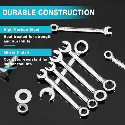 SPEEDWOX 10 Pcs Mini Combination Wrench Set, 4-11mm Open and Box End for Automotive, Industry, Electronics, Mechanic, Home, Hobby - High Carbon St...