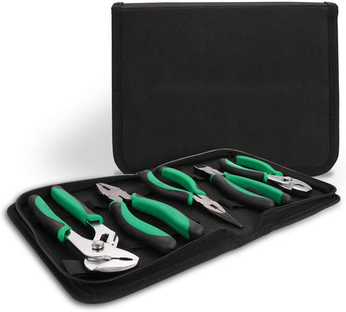Pliers Set, 5 pc Pliers with Case, Long Nose Pliers, Tongue and Groove Pliers, Slip Joint Pliers, Diagonal Pliers, Linesman Pliers, Pliers Tools S...