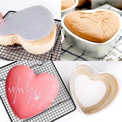 Heart Shaped Cake Pans, 8 inch Aluminium Alloy Heart Cake Mold, DIY Heart Baking Pan with Removable Bottom for Wedding, Birthday, Anniversary...