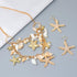 Honbay 1PCS Fashion Starfish Shell Conch Faux Pearl Choker Necklace Statement Chunky Necklace and 1 Pair of Starfish Dangle Drop Earrings with Pea...