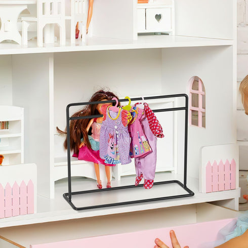 NUOBESTY Doll Clothes Rack Doll Dress Rack, Doll Garment Rack Clothes Hanger Mini Coat Hanger, Compatible with 18 Inch Doll Accessories Metal Doll...
