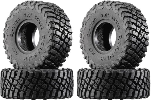 4PCS 1/24 1 inch All Terrain Rainforest Butyl Rubber Softer Version Tire with Liner Sponge for AXIAL SCX24 2021 Bronco, FMS FCX24, Jeep JT Gladiat...