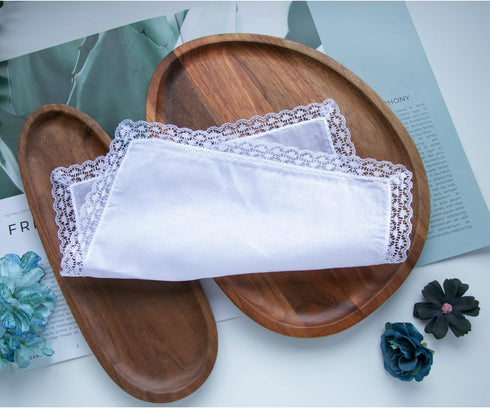 COCOUSM Womens Handkerchiefs White Cottom Crochet Lace Bridal Wedding Hankies 6 Pieces...