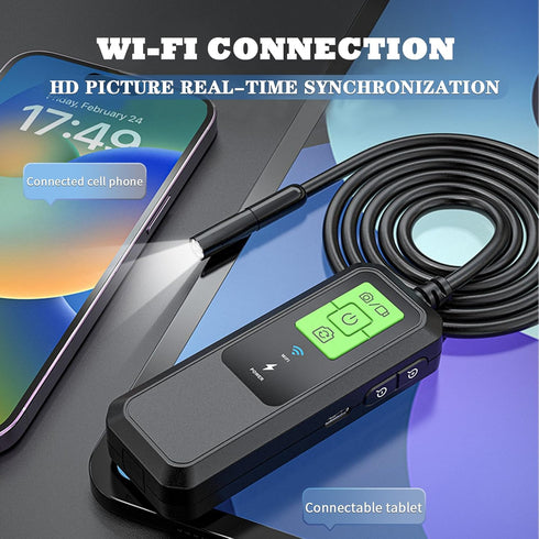 Endoscope Camera with Light, HD Wireless Endoscope, IP67 Waterproof Borescope Inspection Camera, 8mm 16.4ft Semi-Rigid Snake Camera Cable, Industr...