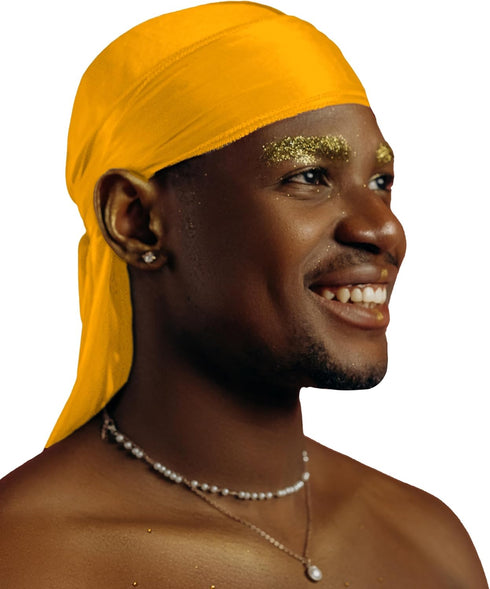 Silk Durag for Men and Women, Silky Satin Do Rag (Gold)...