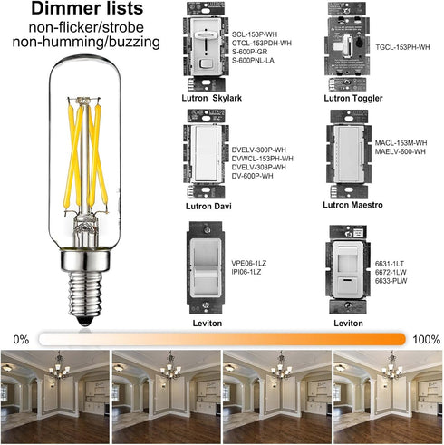 LiteHistory E12 led Bulb 6W Equivalent E12 Candelabra Bulb 60 watt Neutral White 4000K AC120V 600LM Dimmable T6 T25 for Chandeliers,Ceiling Fan an...