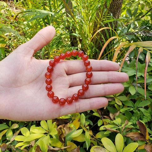 chengmu 8mm Red Agate Stretch Bracelet for Women Natural Round Beads Semi Gemstone for Crystal Elastic Beaded Bracelet 7.5"...