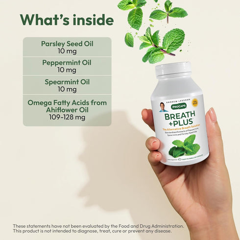 Andrew Lessman Breath Plus 60 Softgels – Natural Breath Freshener, Helps Eliminate Odors from Food, Smoking, Morning Breath from The Inside Out, w...