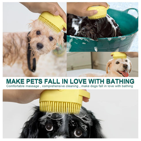 Pet Bath Brush Dog Scrubber for Bath Pet Shampoo Brush Dog Bathing Brush Pet Bubble Brush with Silicone Loop Handle for Long Short Haired Dogs and...