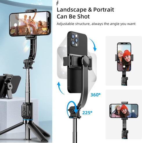 Portable Selfie Stick Phone Tripod - Extendable Travel Selfie Stick Tripod Phone Holder with Wireless Remote for iPhone Galaxy Android for Video R...
