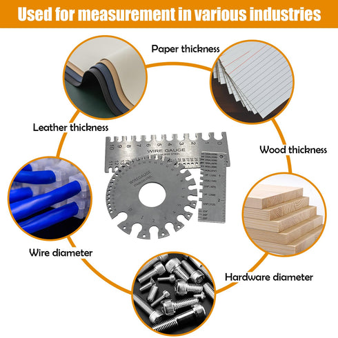 3Pcs Stainless Steel Thickness Wire Gauge, Dual Sided Wire Gauge Sheet Thickness Welding Gauges, Wire Gauge Measurement Tool Accessories...