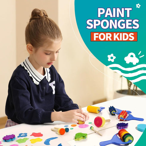YGDZ Paint Sponges for Kids, 39pcs Early Learning Toddlers Sponge Paint Brushes Stamps Foam Art Craft Drawing Tools...