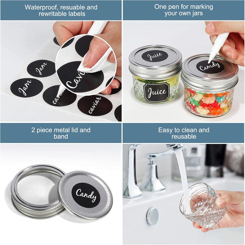 CycleMore 40 Pcs 4oz Clear Glass Mini Mason Jars With Silver Separable Lids and Diamond appearance, Small Spice Canning Jars for Honey, Jam, Jelly...