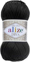 Alize Diva Silk Effect 100% Microfiber Acrylic Yarn 1 Ball skeins 100gr 383yds Color (60 - Black)......