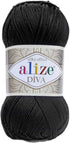 Alize Diva Silk Effect 100% Microfiber Acrylic Yarn 1 Ball skeins 100gr 383yds Color (60 - Black)......