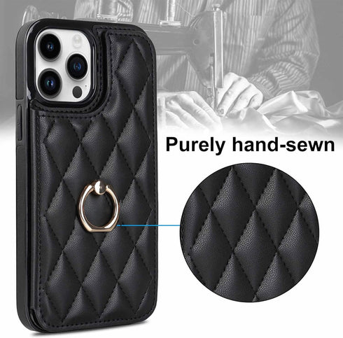 for iPhone 13 Pro Max Wallet Case with Card Holder, 360° Rotation Ring Kickstand Card Slots Case, Leather Protective Case with Double Magnetic Cla...