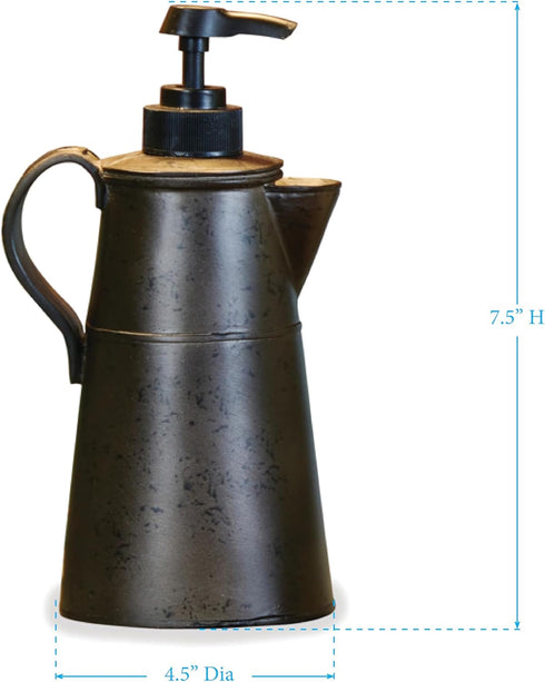 Park Designs Antique Tin Coffee Pot Hand Soap Dispenser for Bathroom | Rustic Hand Soap Pump | Refillable Body Lotion & Shampoo Container | Kitche...