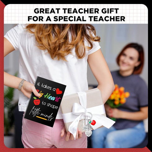 Yinkin Teacher Appreciation Gift Set Teacher Inspirational Notebook and Teacher Keychain with Initial (Initial A Style)...