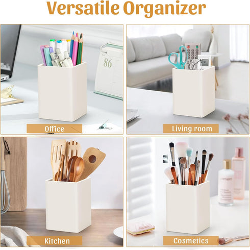 Pen Holder for Desk,Nordic Elegance Square Silicone Pencil Holder Soft Minimalist Desk Pen Cup Stand Waterproof Multifunctional Office Supplies fo...