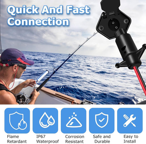 12V 8 Gauge 2 Wires Trolling Motor Plugs and Receptacle Kit Compatible with Minn Kota Marine Boat, Male and Female Trolling Motor Connector Quick ...
