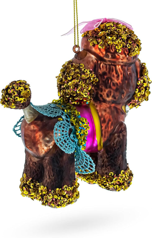 Sophisticated Poodle Blown Glass Christmas Ornament...
