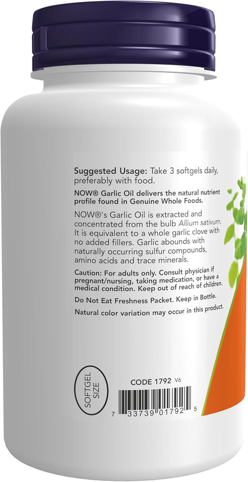 NOW Supplements, Garlic Oil 1500 mg, Serving Size Equivalent to Whole Clove Garlic, 250 Softgels...