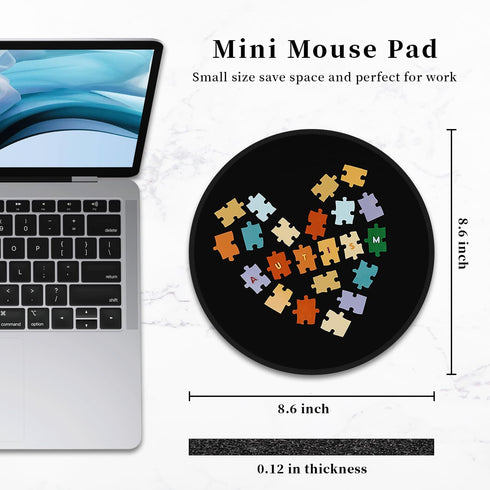Small Mouse Pad, Autism Awareness Round Mousepad with Non-Slip Rubber Base, Stitched Edge Mouse Pads for Desk Accessories Wireless Mouse Laptop Ga...