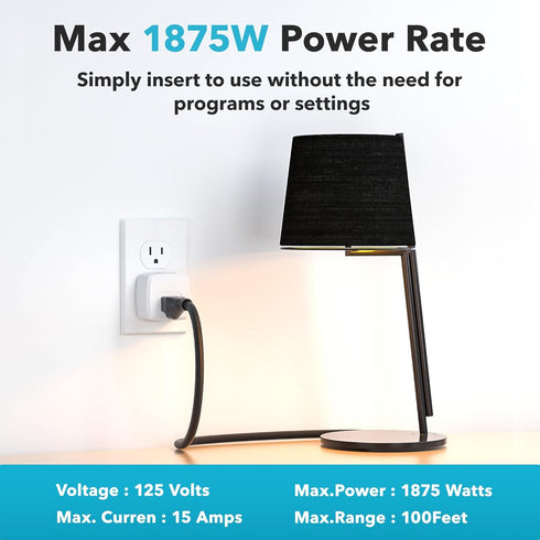 HBN Remote Control Outlet with 100FT RF Signal, Wireless On Off Switch Plug for Household Appliances, Battery Included, 15A/1875W(3 Outlets + 1 Re...