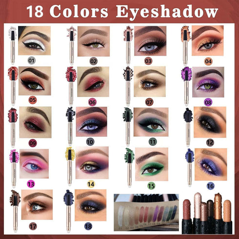 Cocoa Brown Eyeshadow Stick And Sponge Makeup Brush Cream Shimmer Smooth Shadow Pencil Eyeliner Long Lasting Waterproof Eye Shadow Highlighter Sti...